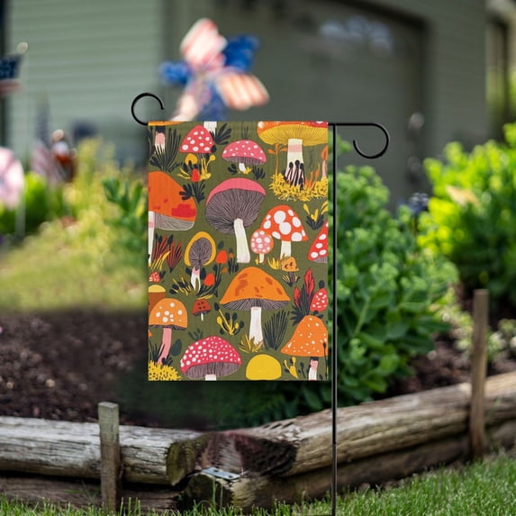 Yayeee Garden Flag 12" x 18" Double Sided Outdoor Yard Lawn Holiday Decorations, Vibrant Mushroom