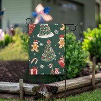 Yayeee Garden Flag 12" x 18" Double Sided Outdoor Yard Lawn Holiday Decorations, Yellow Christmas Gingerbread