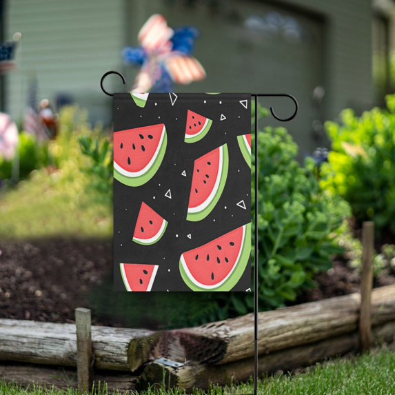 Yayeee Garden Flag 28"x40" Double Sided Outdoor Yard Lawn Holiday Decorations, Black Watermelon Pattern
