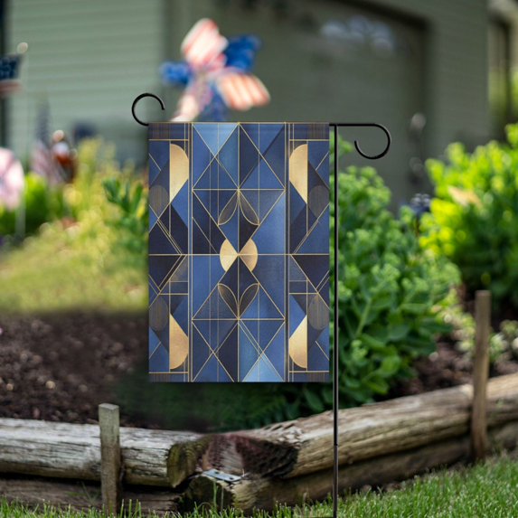 Yayeee Garden Flag 28"x40" Double Sided Outdoor Yard Lawn Holiday Decorations, Blue Geometric Pattern