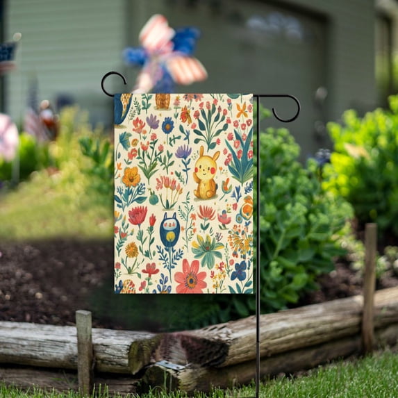 Yayeee Garden Flag 28"x40" Double Sided Outdoor Yard Lawn Holiday Decorations, Floral Animals
