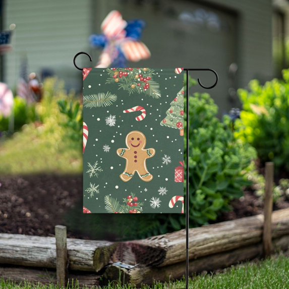 Yayeee Garden Flag 28" x 40" Double Sided Outdoor Yard Lawn Holiday Decorations, Christmas Gingerbread