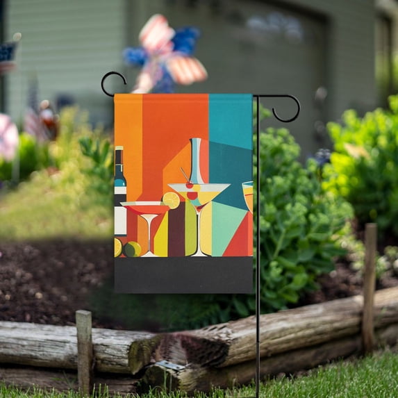Yayeee Garden Flag 28" x 40" Double Sided Outdoor Yard Lawn Holiday Decorations, Colorful Cocktails