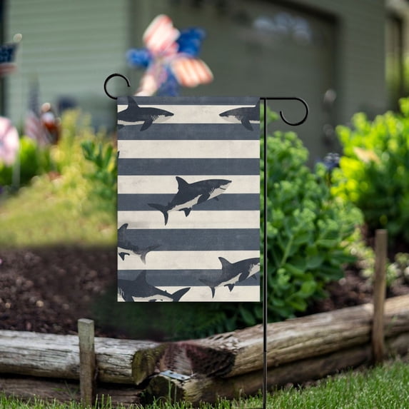Yayeee Garden Flag 28" x 40" Double Sided Outdoor Yard Lawn Holiday Decorations, Dark Sharks