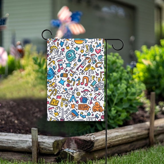 Yayeee Garden Flag 28" x 40" Double Sided Outdoor Yard Lawn Holiday Decorations, Doodle Pattern