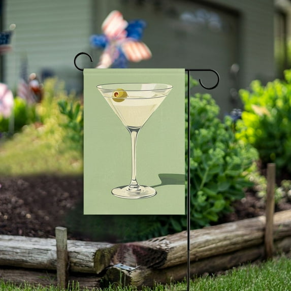 Yayeee Garden Flag 28" x 40" Double Sided Outdoor Yard Lawn Holiday Decorations, Light Green Martini