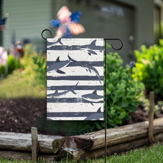 Yayeee Garden Flag 28" x 40" Double Sided Outdoor Yard Lawn Holiday Decorations, Light Sharks