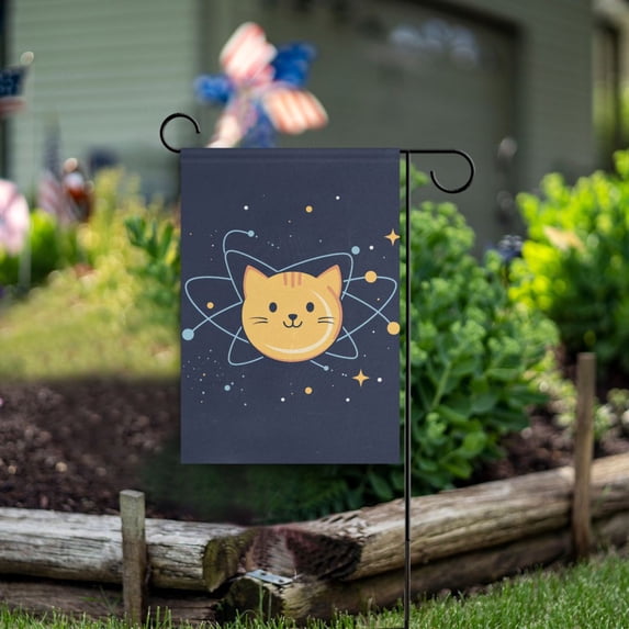 Yayeee Garden Flag 28" x 40" Double Sided Outdoor Yard Lawn Holiday Decorations, Orange Cat Planet