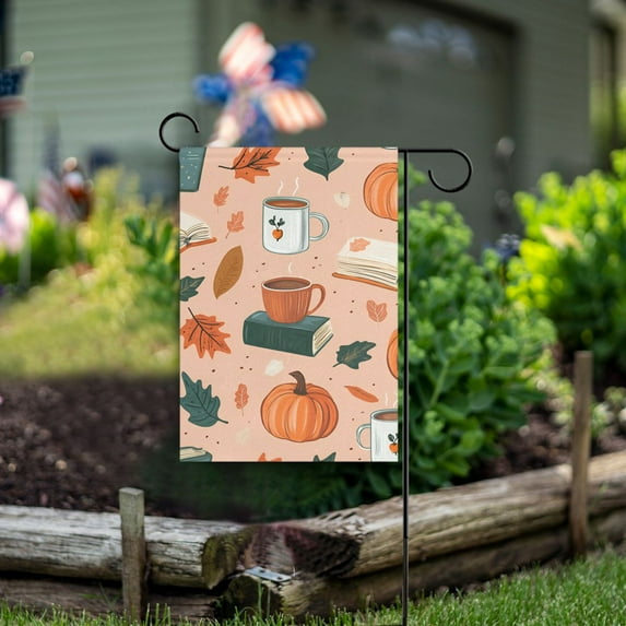 Yayeee Garden Flag 28" x 40" Double Sided Outdoor Yard Lawn Holiday Decorations, Pink Fall Coffee