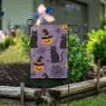 thumbnail image 1 of Yayeee Garden Flag 28" x 40" Double Sided Outdoor Yard Lawn Holiday Decorations, Purple Halloween Black Cat, 1 of 6