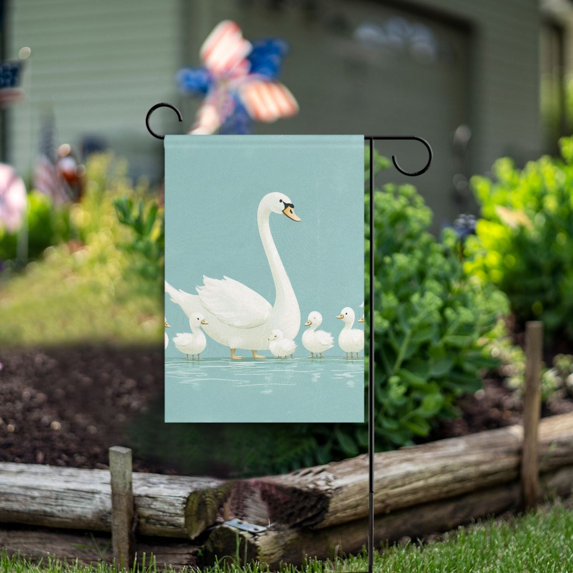 Yayeee Garden Flag 28" x 40" Double Sided Outdoor Yard Lawn Holiday Decorations, White Cartoon Swan
