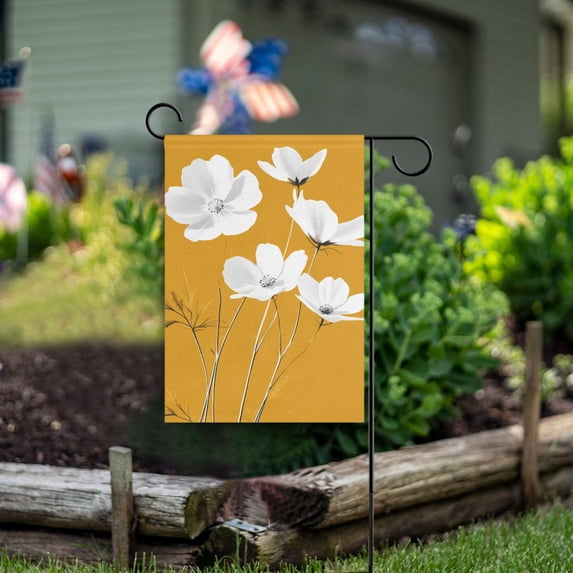 Yayeee Garden Flag 28" x 40" Double Sided Outdoor Yard Lawn Holiday Decorations, White Flowers