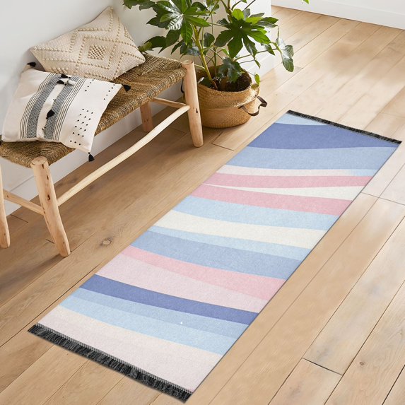 Yayeee Runner Rug for Bedroom 2'x6' Machine Washable Hallway Non Slip Mat, Abstract Pink