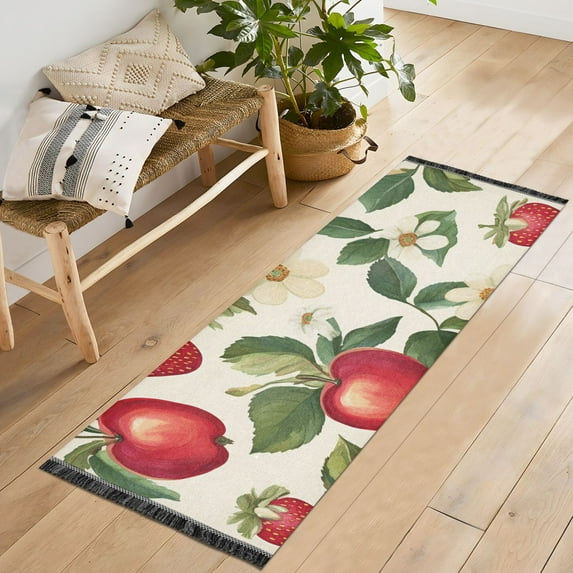 Yayeee Runner Rug for Bedroom 2'x6' Machine Washable Hallway Non Slip Mat, Apple Leaves Pattern