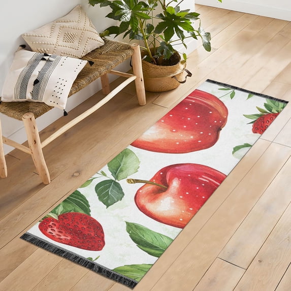 Yayeee Runner Rug for Bedroom 2'x6' Machine Washable Hallway Non Slip Mat, Apple Pattern