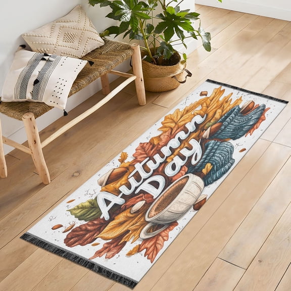 Yayeee Runner Rug for Bedroom 2'x6' Machine Washable Hallway Non Slip Mat, Autumn Day Pattern
