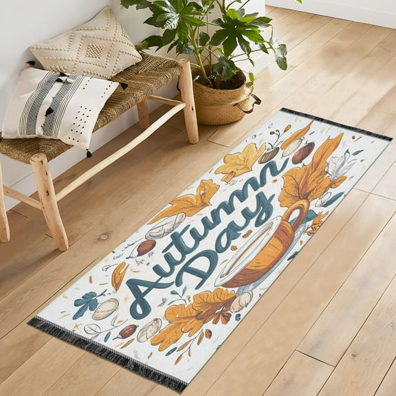 Yayeee Runner Rug for Bedroom 2'x6' Machine Washable Hallway Non Slip Mat, Autumn Day with Cocoa Pattern
