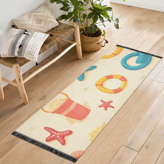 Yayeee Runner Rug for Bedroom 2'x6' Machine Washable Hallway Non Slip Mat, Beach Pattern