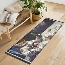 Yayeee Runner Rug for Bedroom 2'x6' Machine Washable Hallway Non Slip Mat, Beige Astronaut