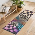 thumbnail image 1 of Yayeee Runner Rug for Bedroom 2'x6' Machine Washable Hallway Non Slip Mat, Beige Wavy Plaid, 1 of 8
