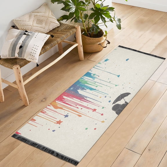 Yayeee Runner Rug for Bedroom 2'x6' Machine Washable Hallway Non Slip Mat, Black Astronaut