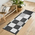 thumbnail image 1 of Yayeee Runner Rug for Bedroom 2'x6' Machine Washable Hallway Non Slip Mat, Black and Gray Plaid Pattern, 1 of 8