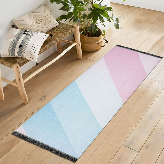 Yayeee Runner Rug for Bedroom 2'x6' Machine Washable Hallway Non Slip Mat, Blue Gradient