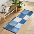 thumbnail image 1 of Yayeee Runner Rug for Bedroom 2'x6' Machine Washable Hallway Non Slip Mat, Blue and Gray Plaid Pattern, 1 of 8