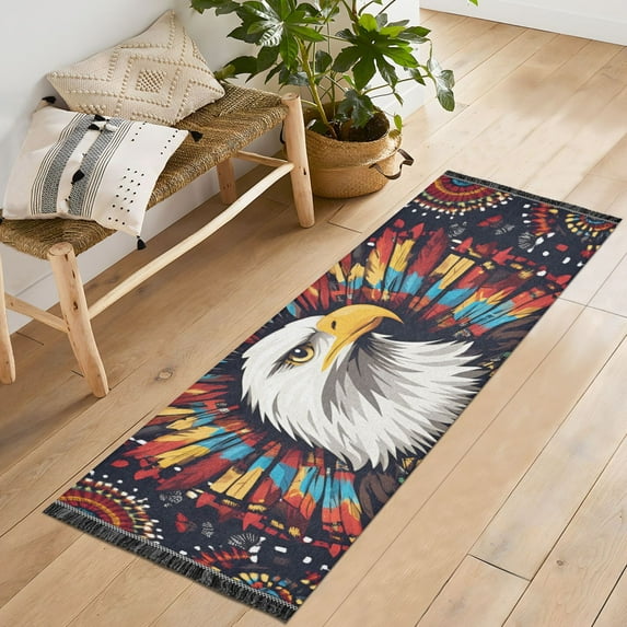 Yayeee Runner Rug for Bedroom 2'x6' Machine Washable Hallway Non Slip Mat, Brown Abstract Eagle