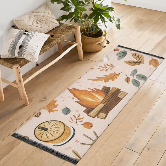 Yayeee Runner Rug for Bedroom 2'x6' Machine Washable Hallway Non Slip Mat, Campfire Pattern