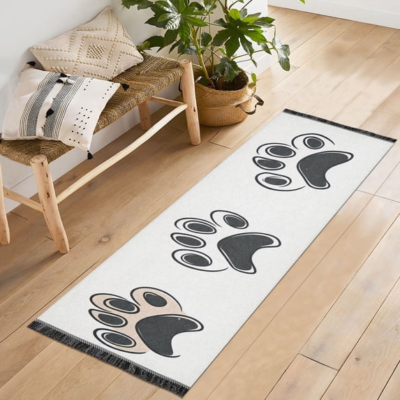 Yayeee Runner Rug for Bedroom 2'x6' Machine Washable Hallway Non Slip Mat, Cartoon Cat Paw