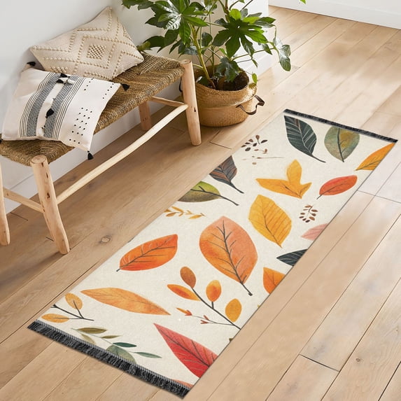 Yayeee Runner Rug for Bedroom 2'x6' Machine Washable Hallway Non Slip Mat, Coloful Leaves