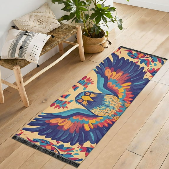 Yayeee Runner Rug for Bedroom 2'x6' Machine Washable Hallway Non Slip Mat, Colorful Abstract Eagle
