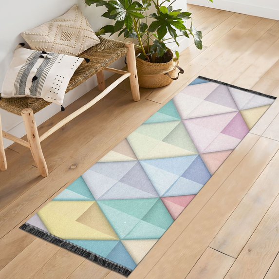 Yayeee Runner Rug for Bedroom 2'x6' Machine Washable Hallway Non Slip Mat, Colorful Geometric