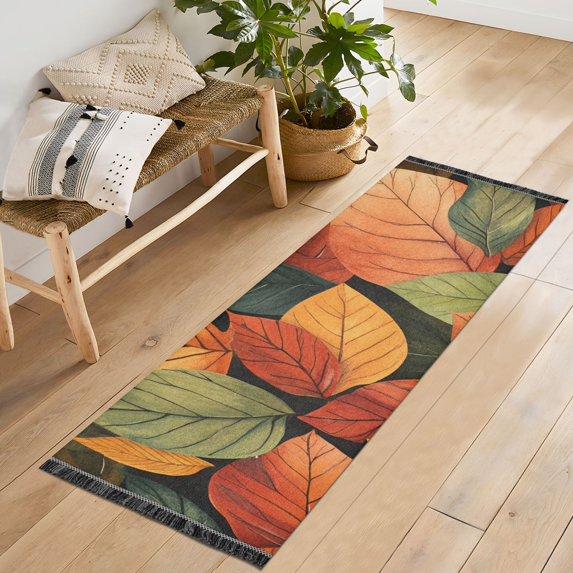 Yayeee Runner Rug for Bedroom 2'x6' Machine Washable Hallway Non Slip Mat, Colorful Leaves