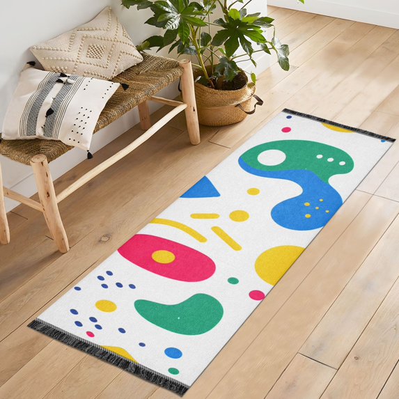 Yayeee Runner Rug for Bedroom 2'x6' Machine Washable Hallway Non Slip Mat, Colorful Round