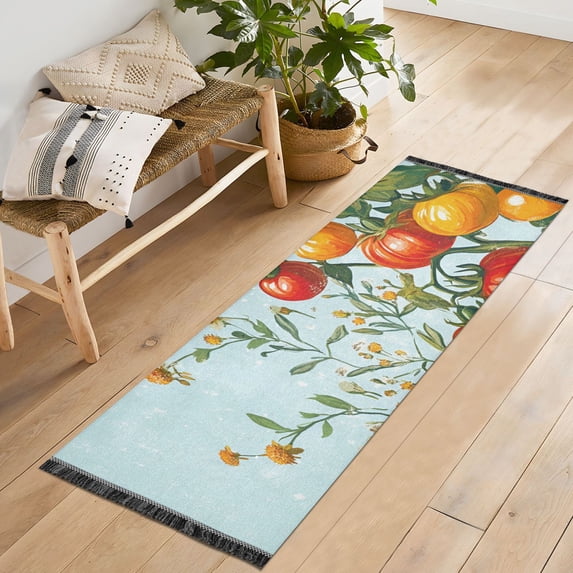 Yayeee Runner Rug for Bedroom 2'x6' Machine Washable Hallway Non Slip Mat, Colorful Tomatoes