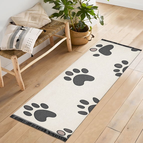 Yayeee Hallway Runner Rug 2'x6' Non Slip Machine Washable with Rubber Backing, Cute Cat Paw