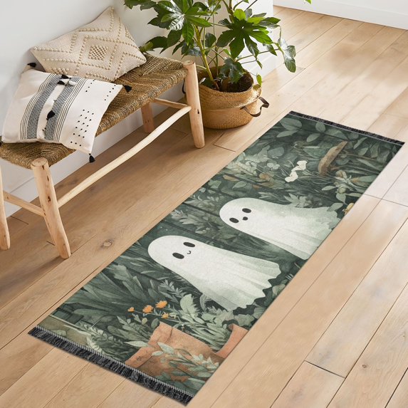 Yayeee Runner Rug for Bedroom 2'x6' Machine Washable Hallway Non Slip Mat, Cute Ghosts Playing