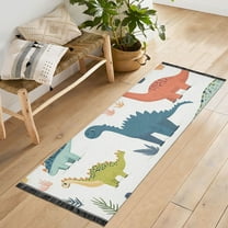 Yayeee Runner Rug for Bedroom 2'x6' Machine Washable Hallway Non Slip Mat, Dinosaur Pattern