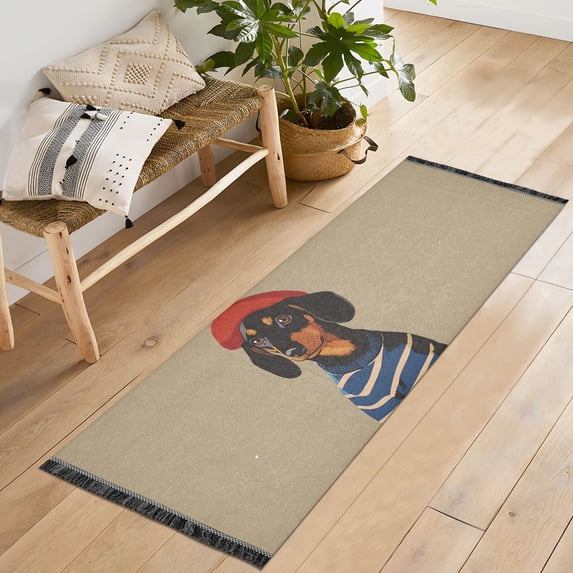 Yayeee Runner Rug for Bedroom 2'x6' Machine Washable Hallway Non Slip Mat, Dog Artist
