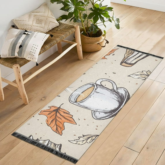 Yayeee Runner Rug for Bedroom 2'x6' Machine Washable Hallway Non Slip Mat, Fall Coffee