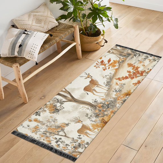Yayeee Runner Rug for Bedroom 2'x6' Machine Washable Hallway Non Slip Mat, Forest Pattern