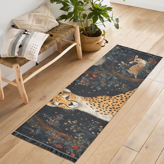 Yayeee Hallway Runner Rug 2'x6' Non Slip Machine Washable with Rubber Backing, Forest Pattern