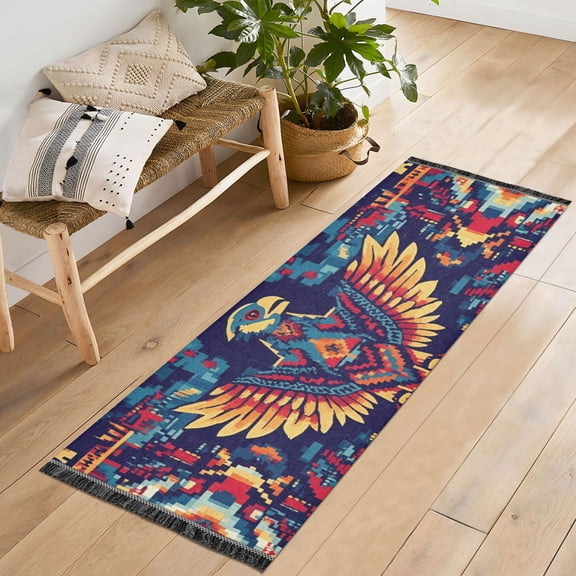 Yayeee Runner Rug for Bedroom 2'x6' Machine Washable Hallway Non Slip Mat, Geometric Eagle