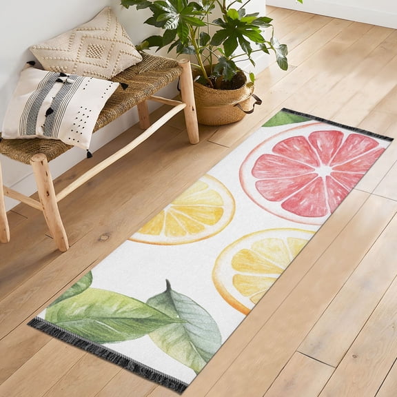 Yayeee Runner Rug for Bedroom 2'x6' Machine Washable Hallway Non Slip Mat, Grapefruit Slices