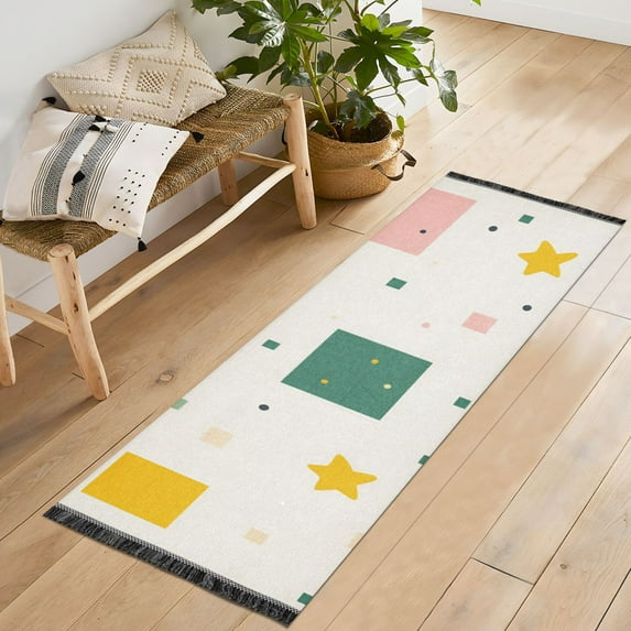 Yayeee Runner Rug for Bedroom 2'x6' Machine Washable Hallway Non Slip Mat, Green Abstract Pattern