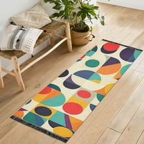 Yayeee Runner Rug for Bedroom 2'x6' Machine Washable Hallway Non Slip Mat, Green Geometric