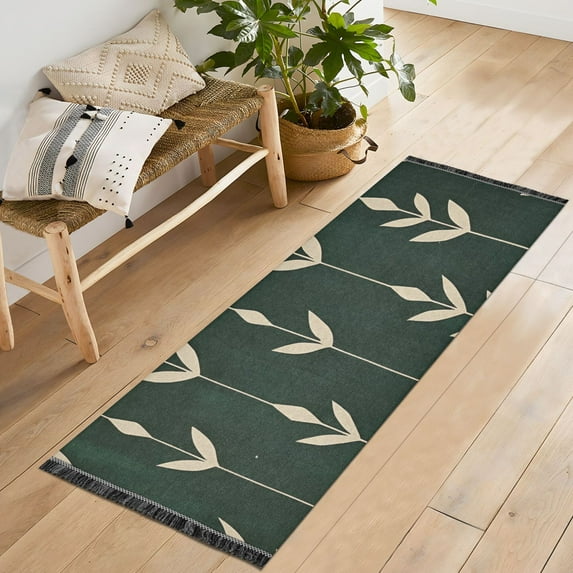 Yayeee Runner Rug for Bedroom 2'x6' Machine Washable Hallway Non Slip Mat, Green Plants
