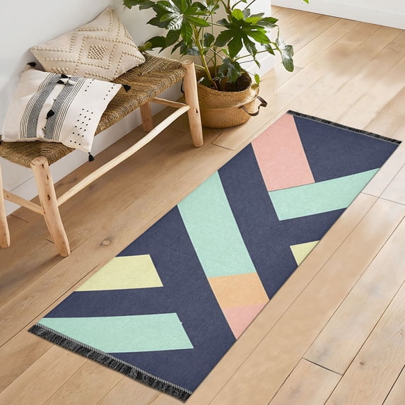Yayeee Runner Rug for Bedroom 2'x6' Machine Washable Hallway Non Slip Mat, Green Stripes